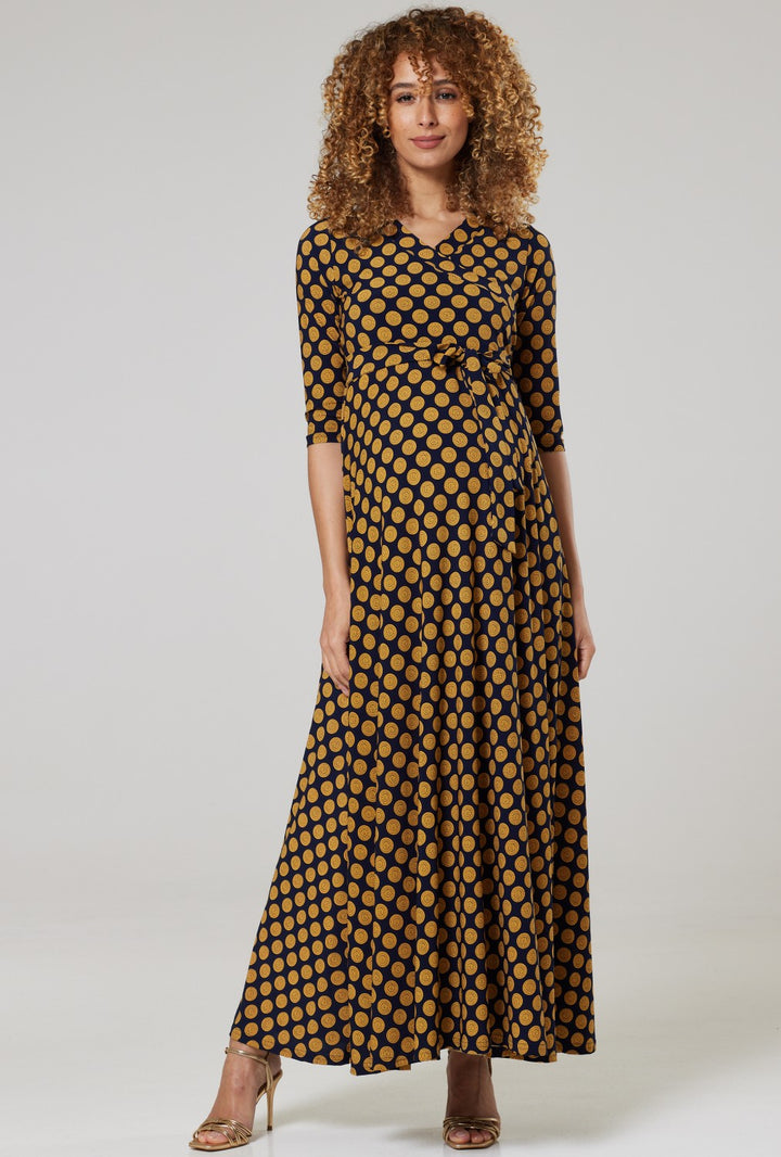 Maternity & Nursing Wrap Maxi Dress Printed