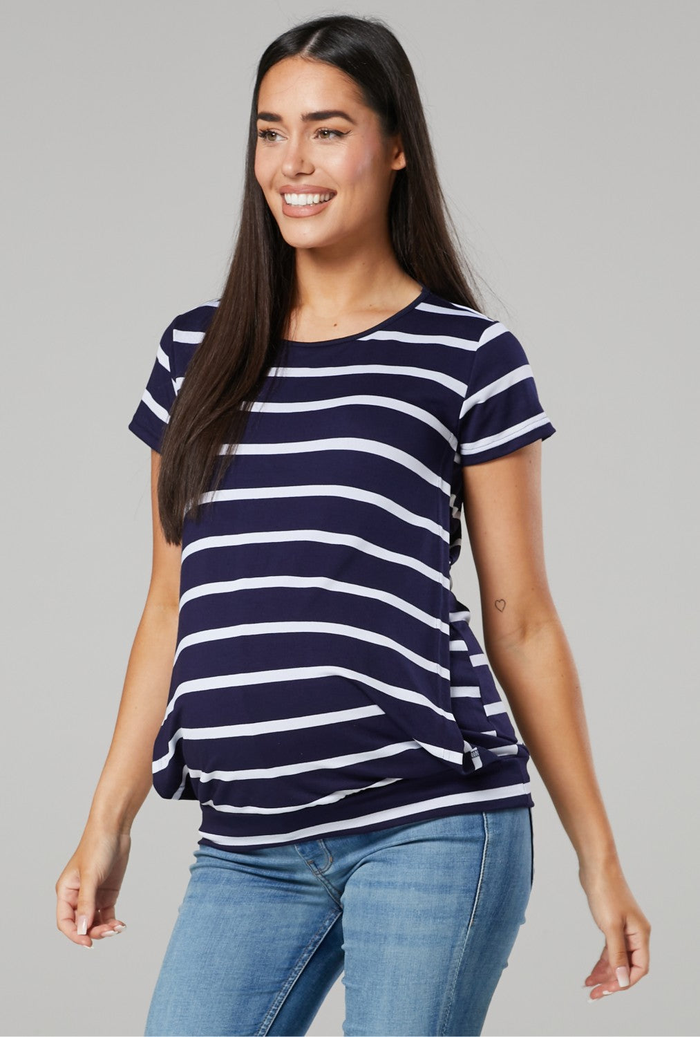 Maternity T-shirt Nursing Layered Top Short Sleeves