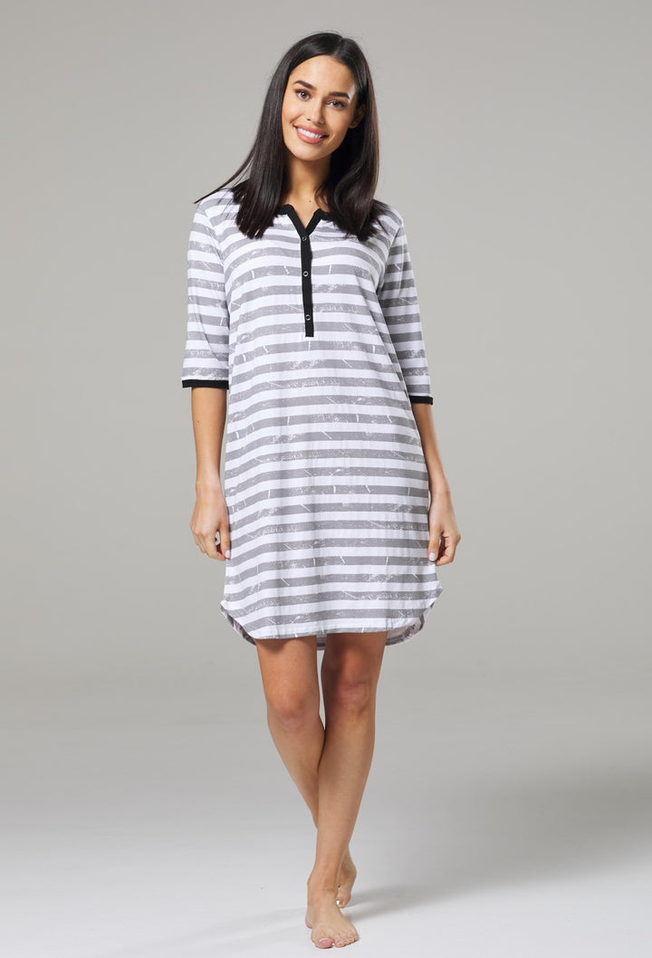 Maternity Nursing Striped Nightshirt