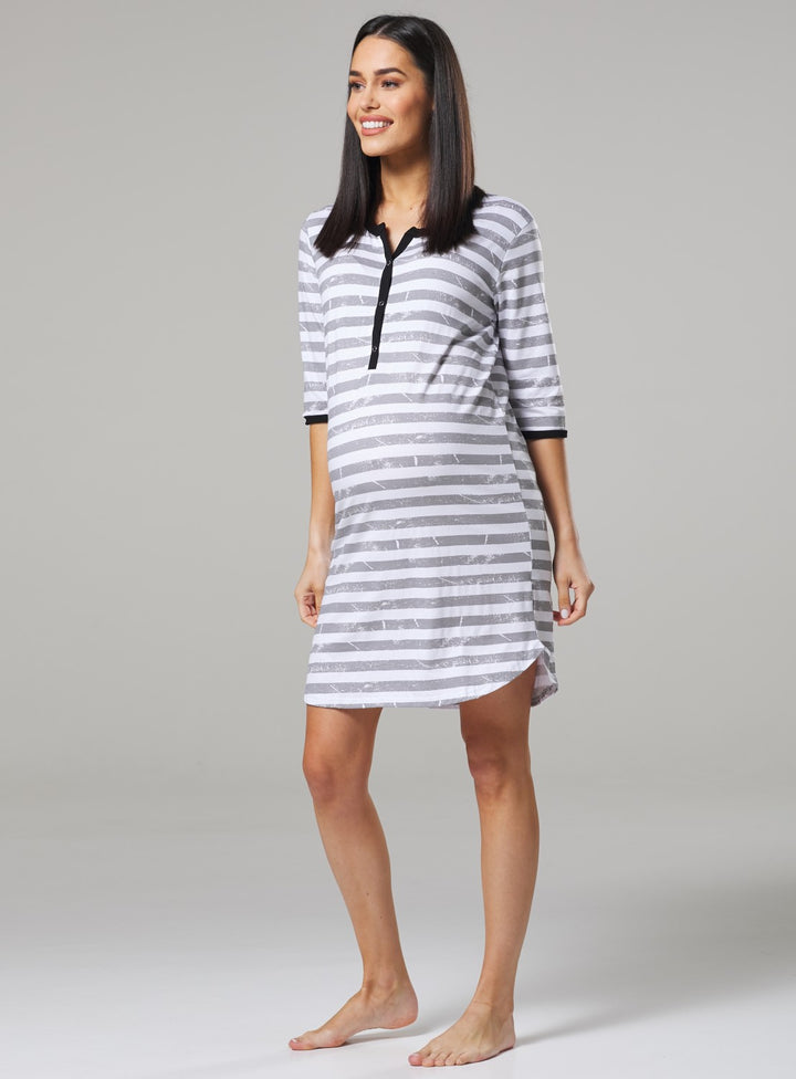 Maternity Nursing Striped Nightshirt