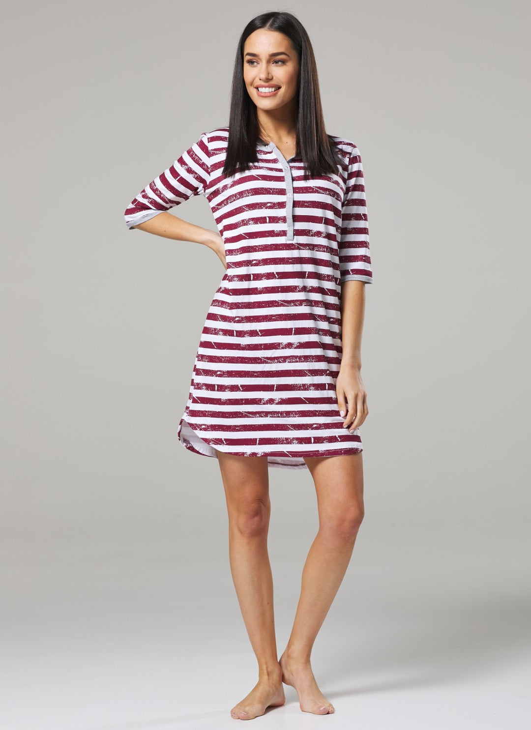 Maternity Nursing Striped Nightshirt