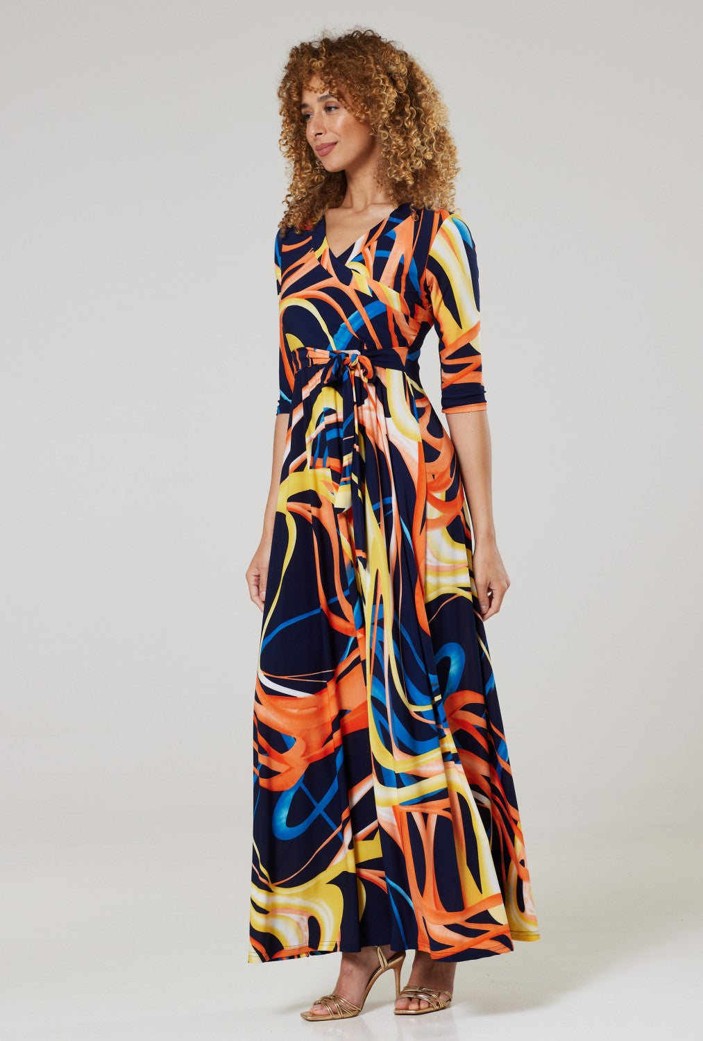 Maternity & Nursing Wrap Maxi Dress Printed