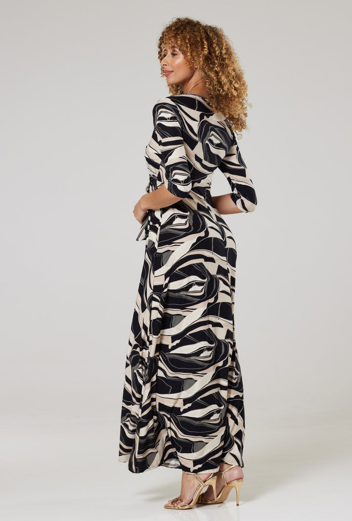 Maternity & Nursing Wrap Maxi Dress Printed