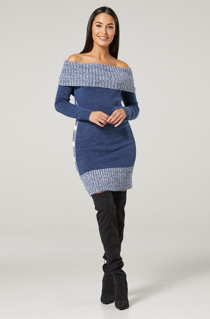 Women’s Maternity Bardot Knitted Jumper Dress
