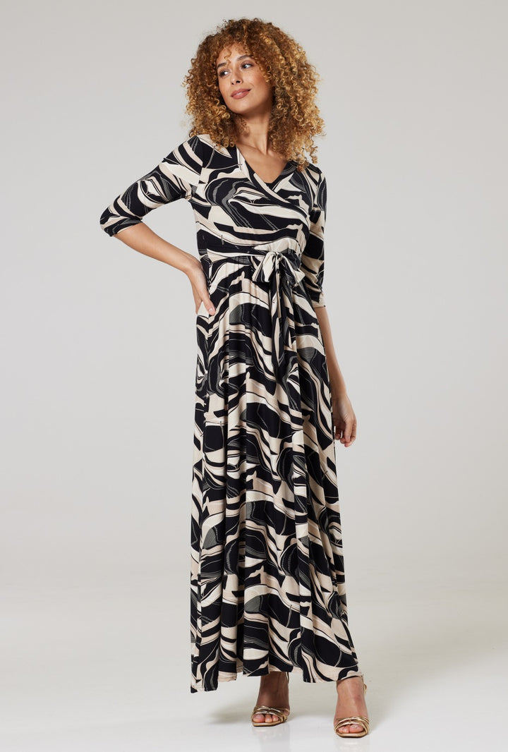 Maternity & Nursing Wrap Maxi Dress Printed