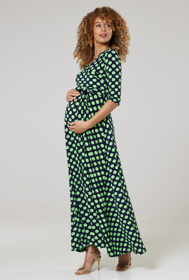 Maternity & Nursing Wrap Maxi Dress Printed