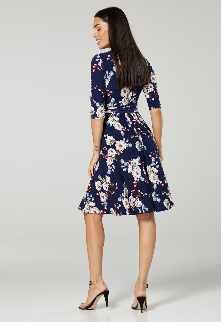 Maternity Wrap Nursing Dress in Flower Print