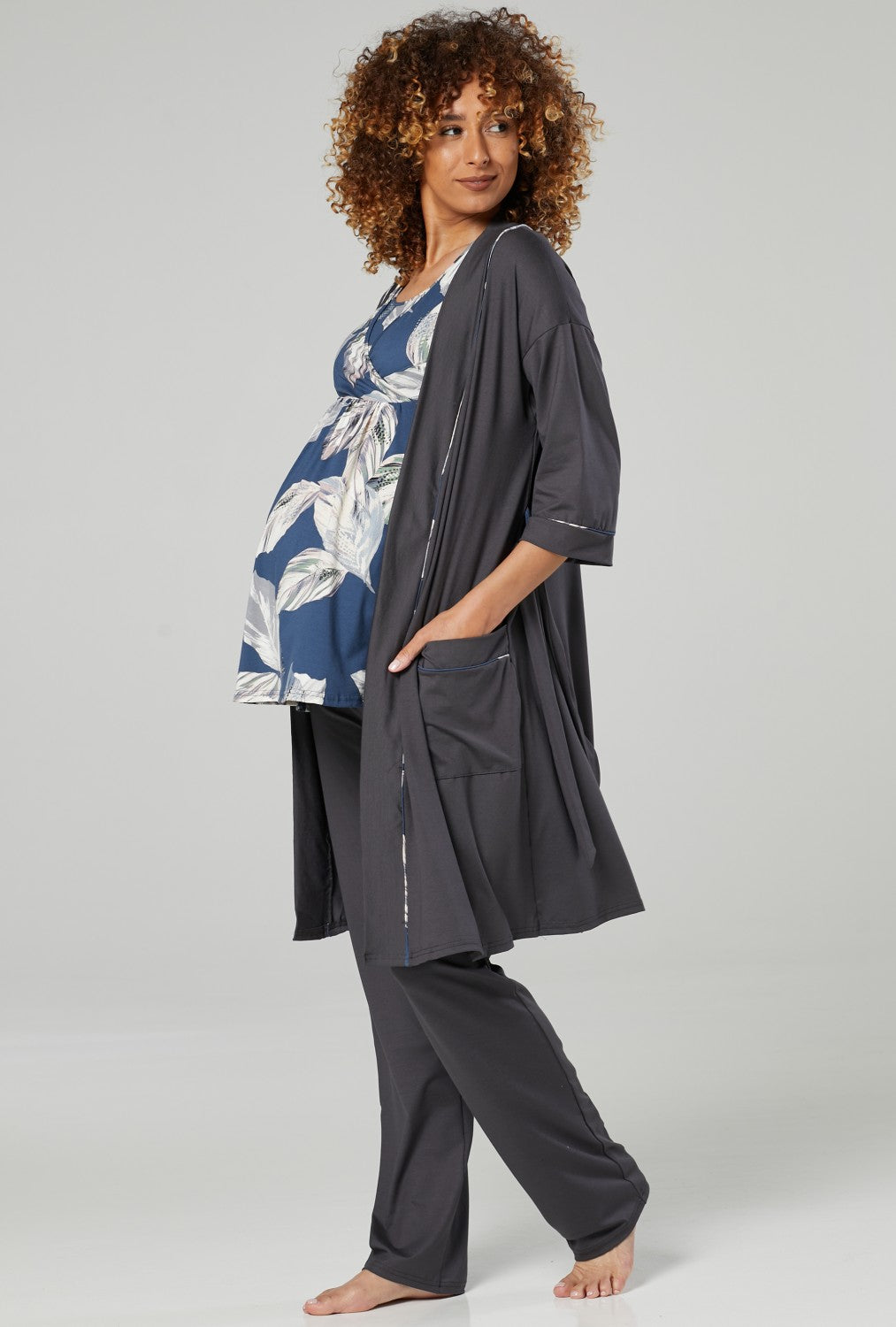 Maternity Nursing Pyjamas & Dressing Gown Set