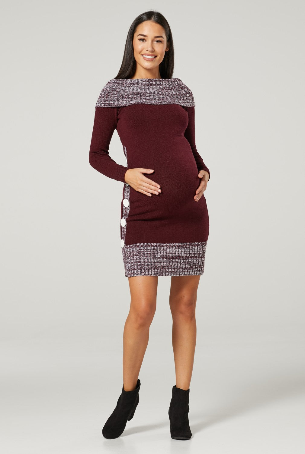Women’s Maternity Bardot Knitted Jumper Dress