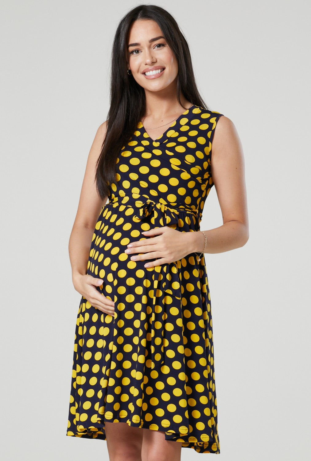 Maternity Nursing Wrap Summer Dress with Print