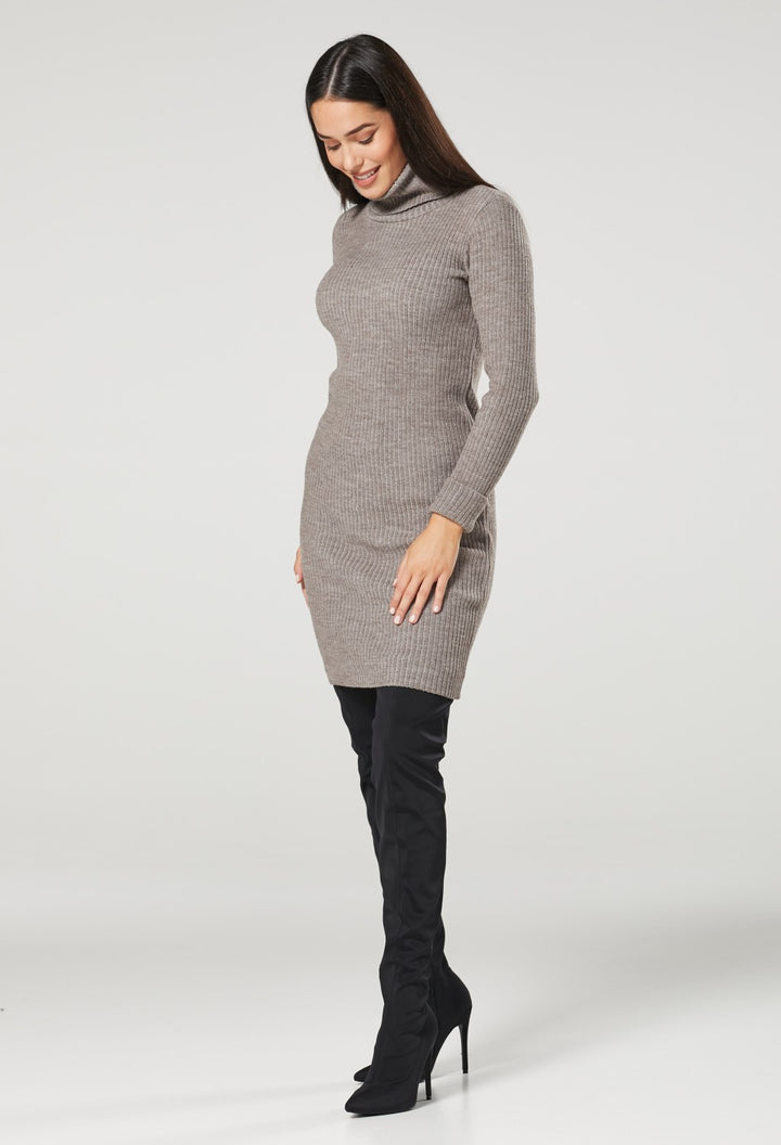 Maternity Roll Neck Ribbed Dress