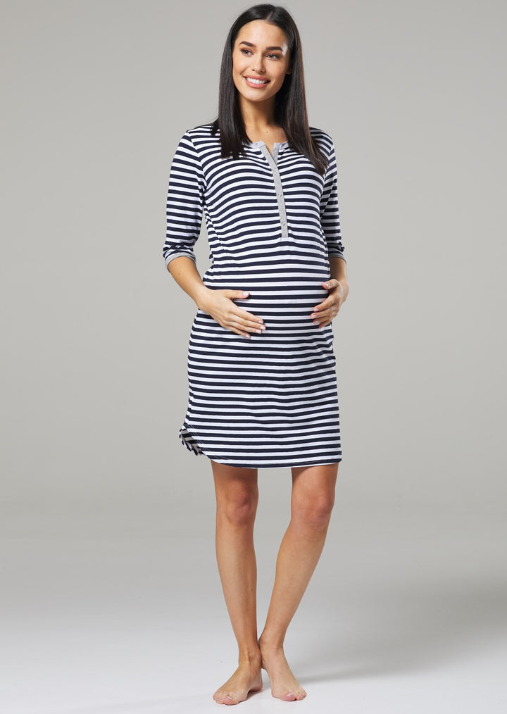 Maternity Nursing Striped Nightshirt