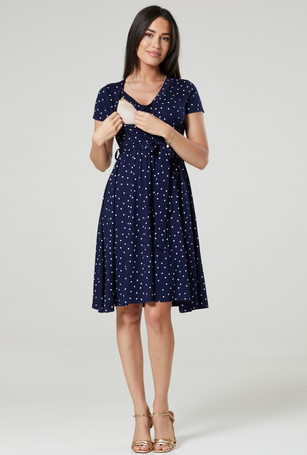 Maternity & Nursing Wrap Dotted Dress Short Sleeve