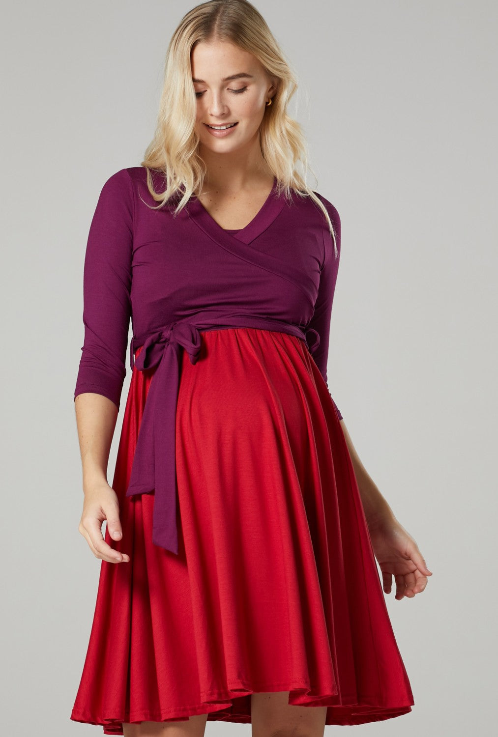 Maternity Wrap 3/4 Sleeve Nursing Dress