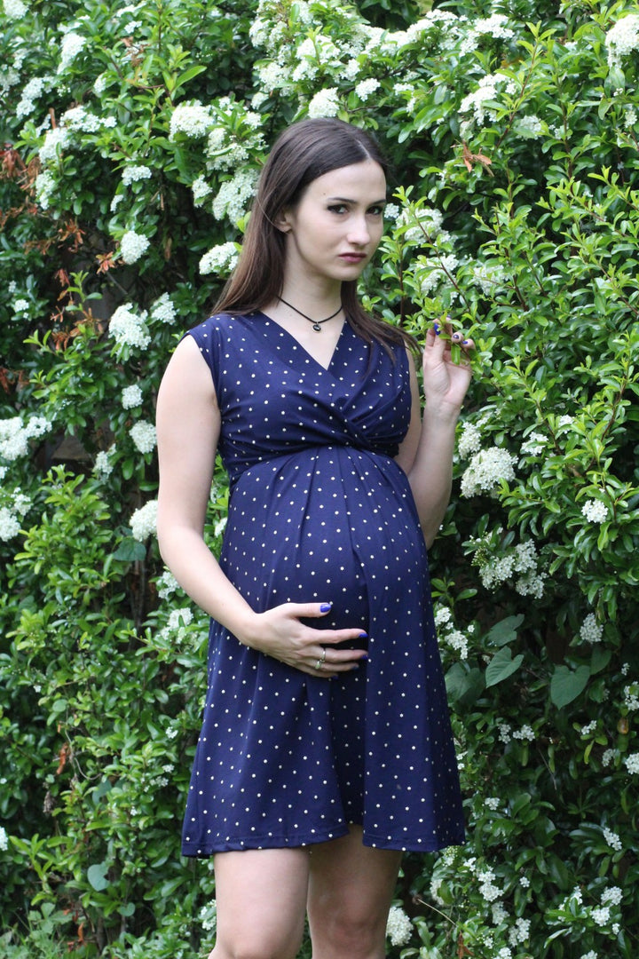 Maternity Sleeveless Printed Nursing Dress