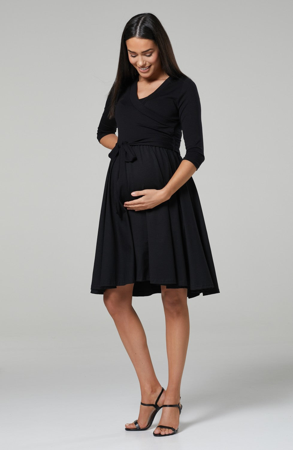 Maternity Wrap 3/4 Sleeve Nursing Dress