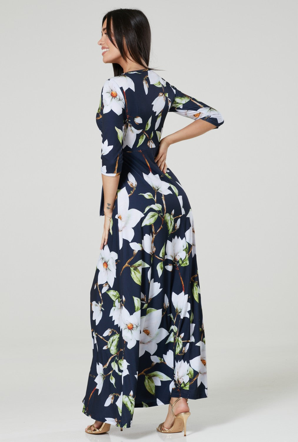 Maternity & Nursing Wrap Maxi Dress Printed