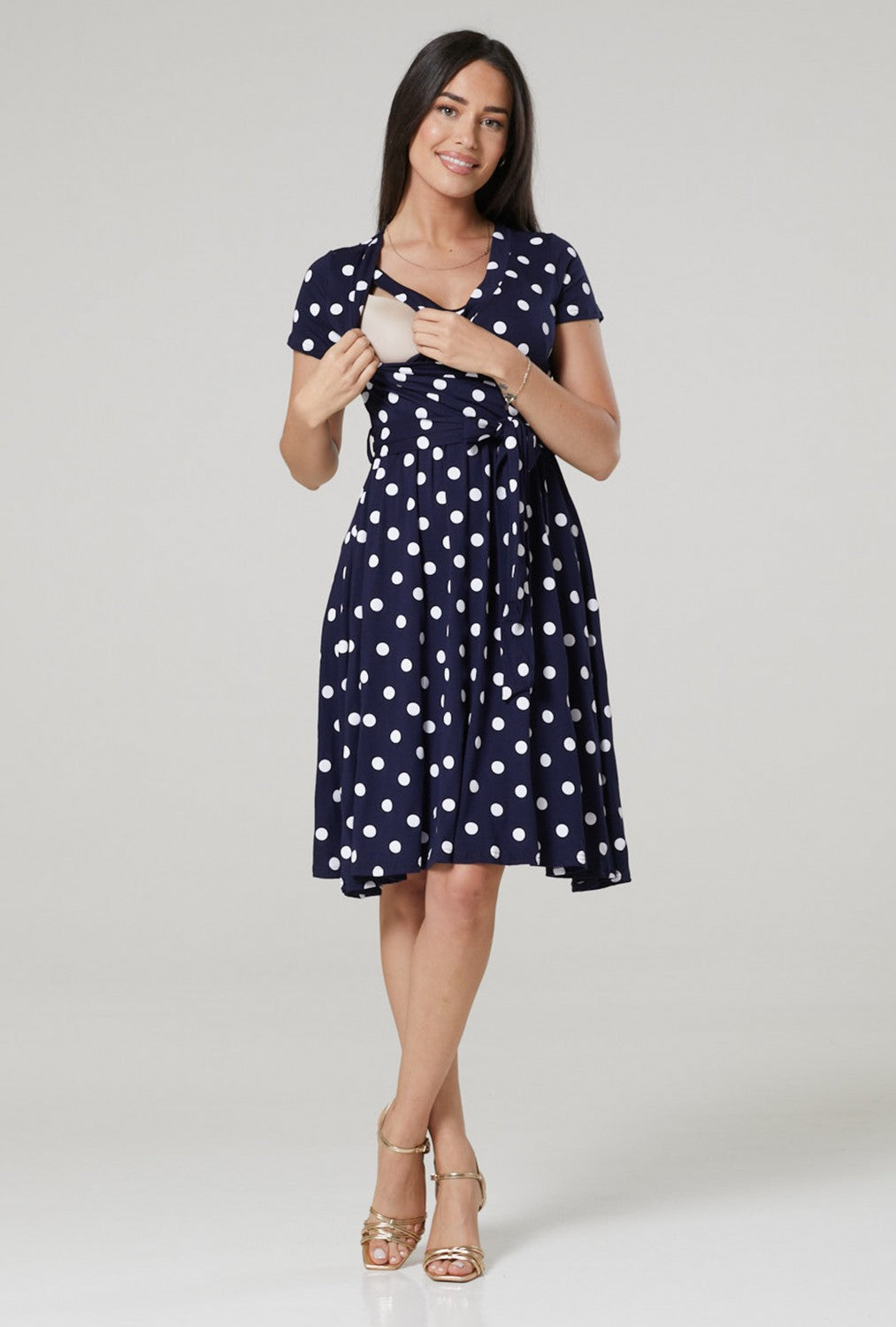 Maternity & Nursing Wrap Dotted Dress Short Sleeve