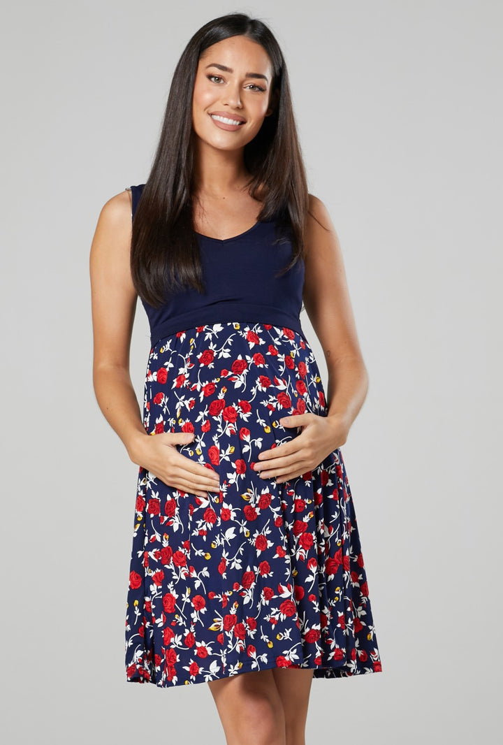 Maternity & Nursing Flower Print Summer Dress