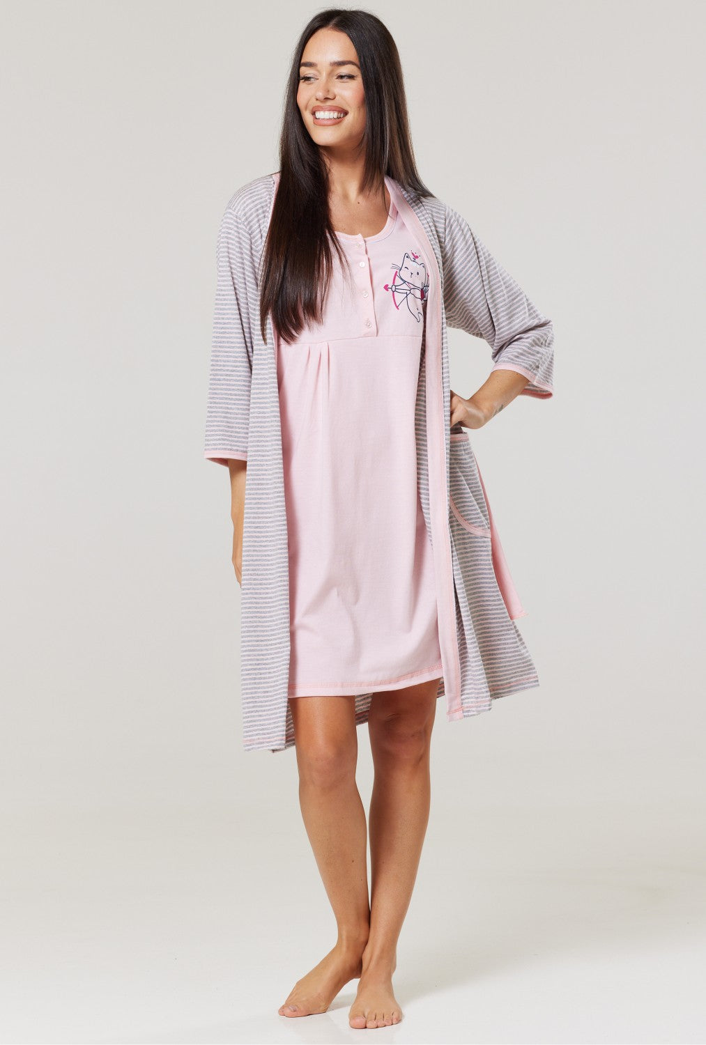 MijaCulture Labour Maternity and Nursing Nightdress Delivery Gown 4123  (UK12 / L, Graphit/with Feathers) : Amazon.co.uk: Fashion