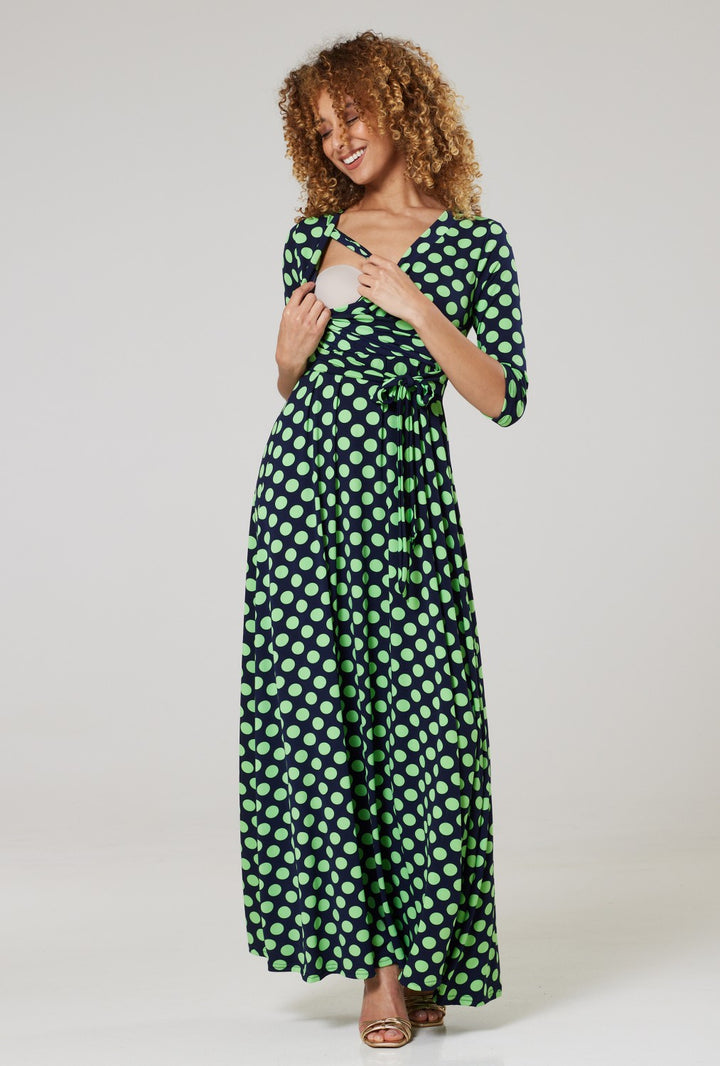 Maternity & Nursing Wrap Maxi Dress Printed