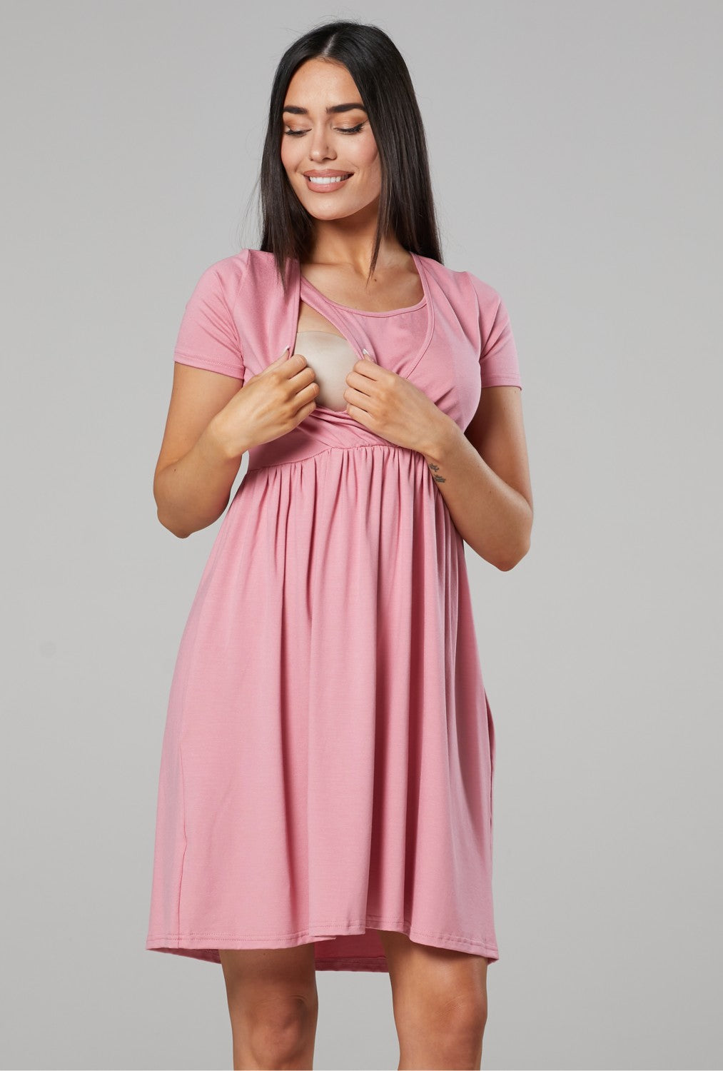 Maternity Nursing Waist Pleated Dress