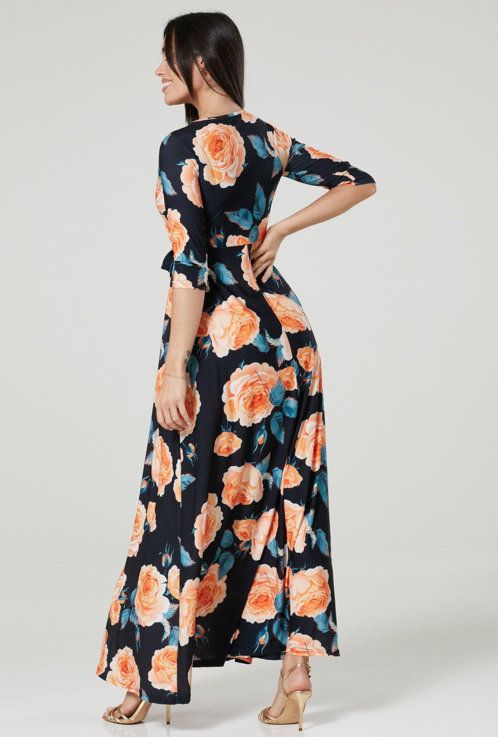 Maternity & Nursing Wrap Maxi Dress Printed