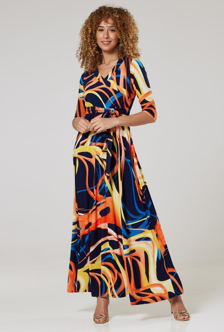 Maternity & Nursing Wrap Maxi Dress Printed