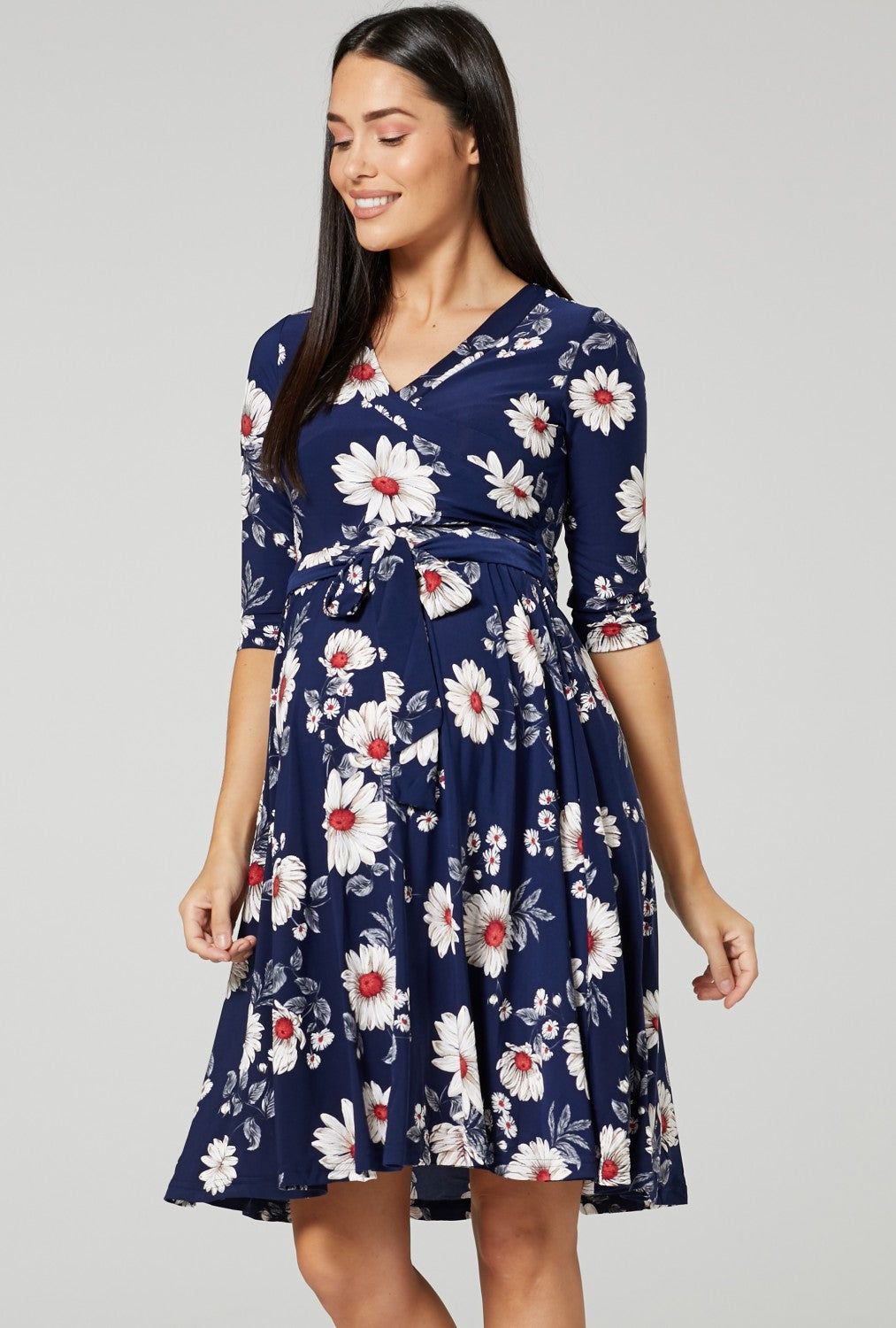 Maternity Wrap Nursing Dress in Flower Print