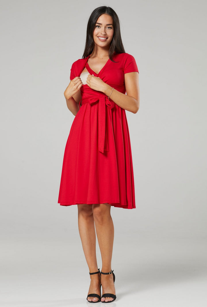 Maternity Wrap Empire Waist Nursing Dress in Jersey