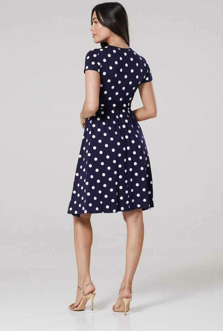 Maternity & Nursing Wrap Dotted Dress Short Sleeve