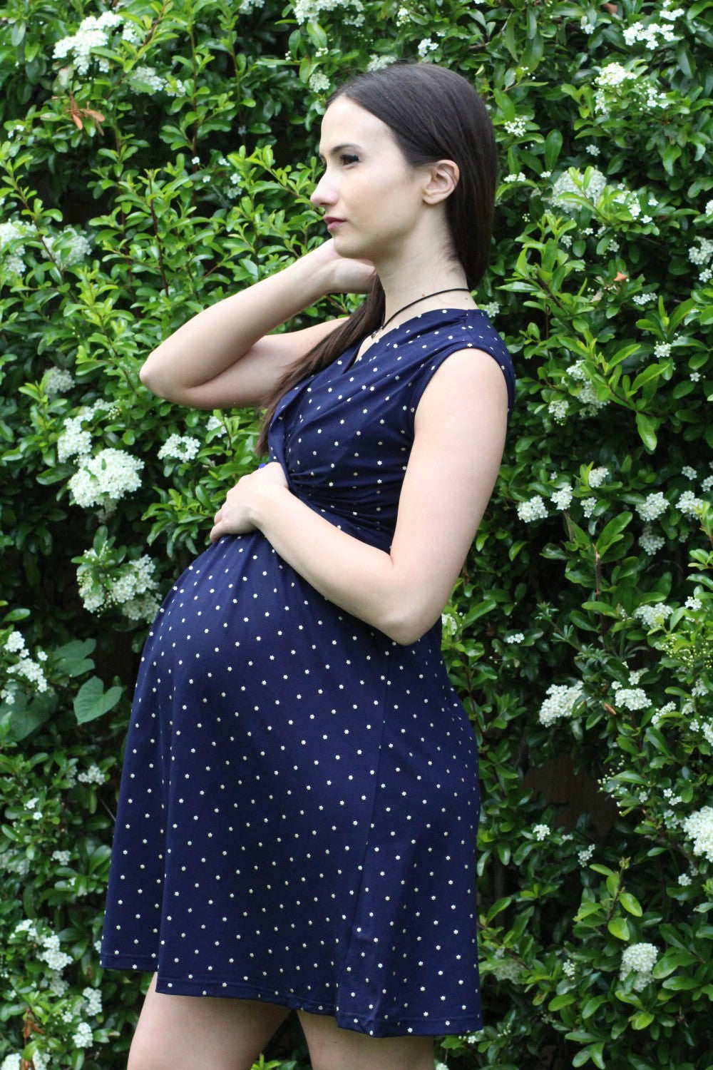 Maternity Sleeveless Printed Nursing Dress