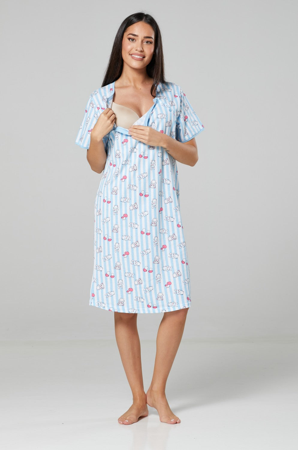 Maternity Cotton Nightwear Set: Robe & Nightdress