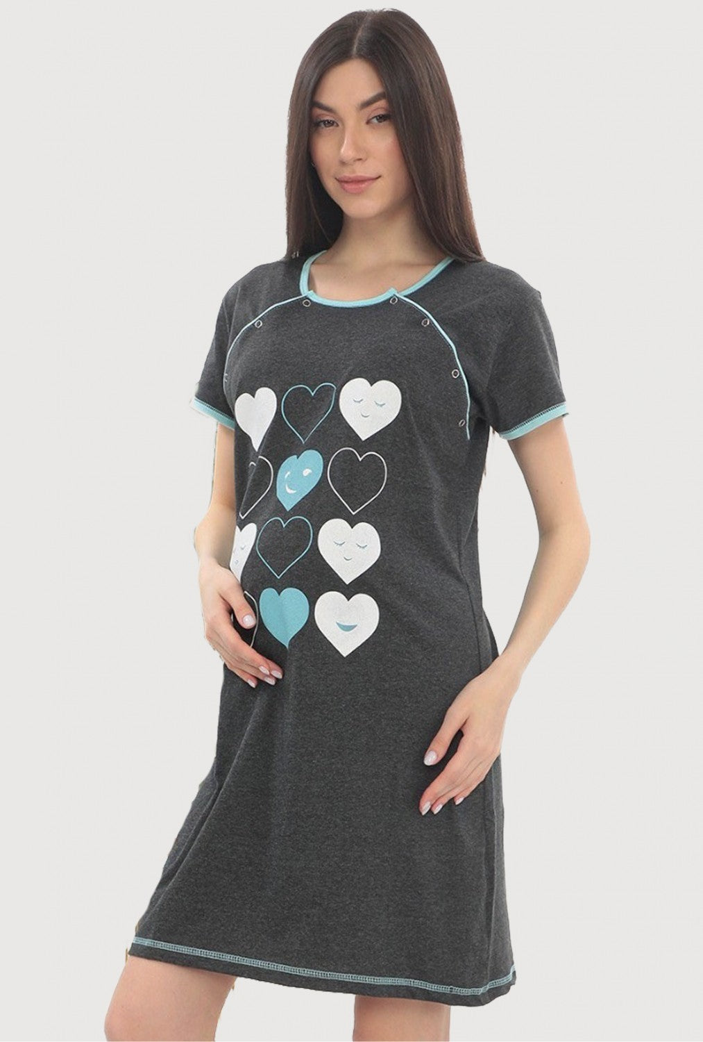 Maternity Nursing Heart Print Nightdress