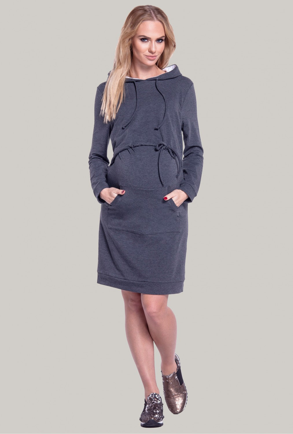 Maternity Hooded Sweatshirt Dress