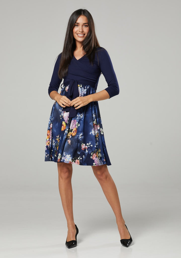 Maternity Wrap Nursing Dress in Flower Print