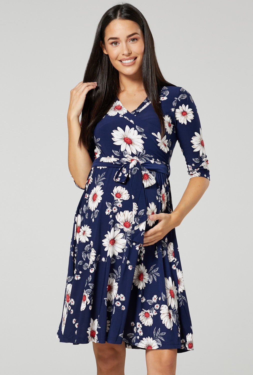 Maternity Wrap Nursing Dress in Flower Print