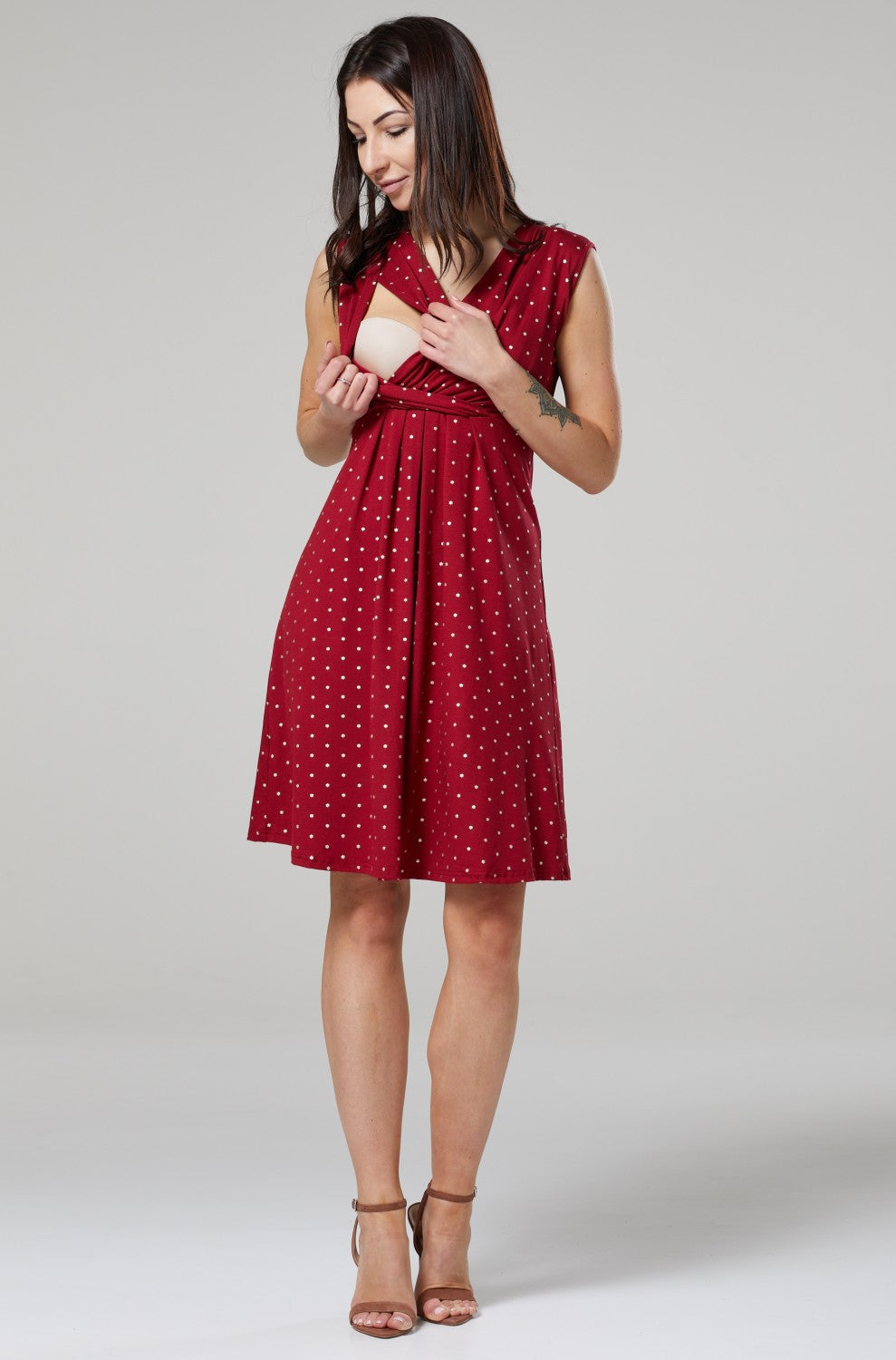 Maternity Sleeveless Printed Nursing Dress