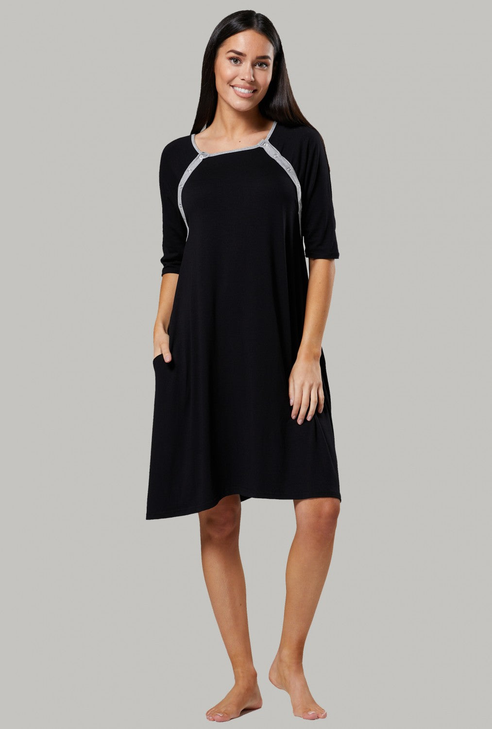 Maternity Nursing Buttoned Gown