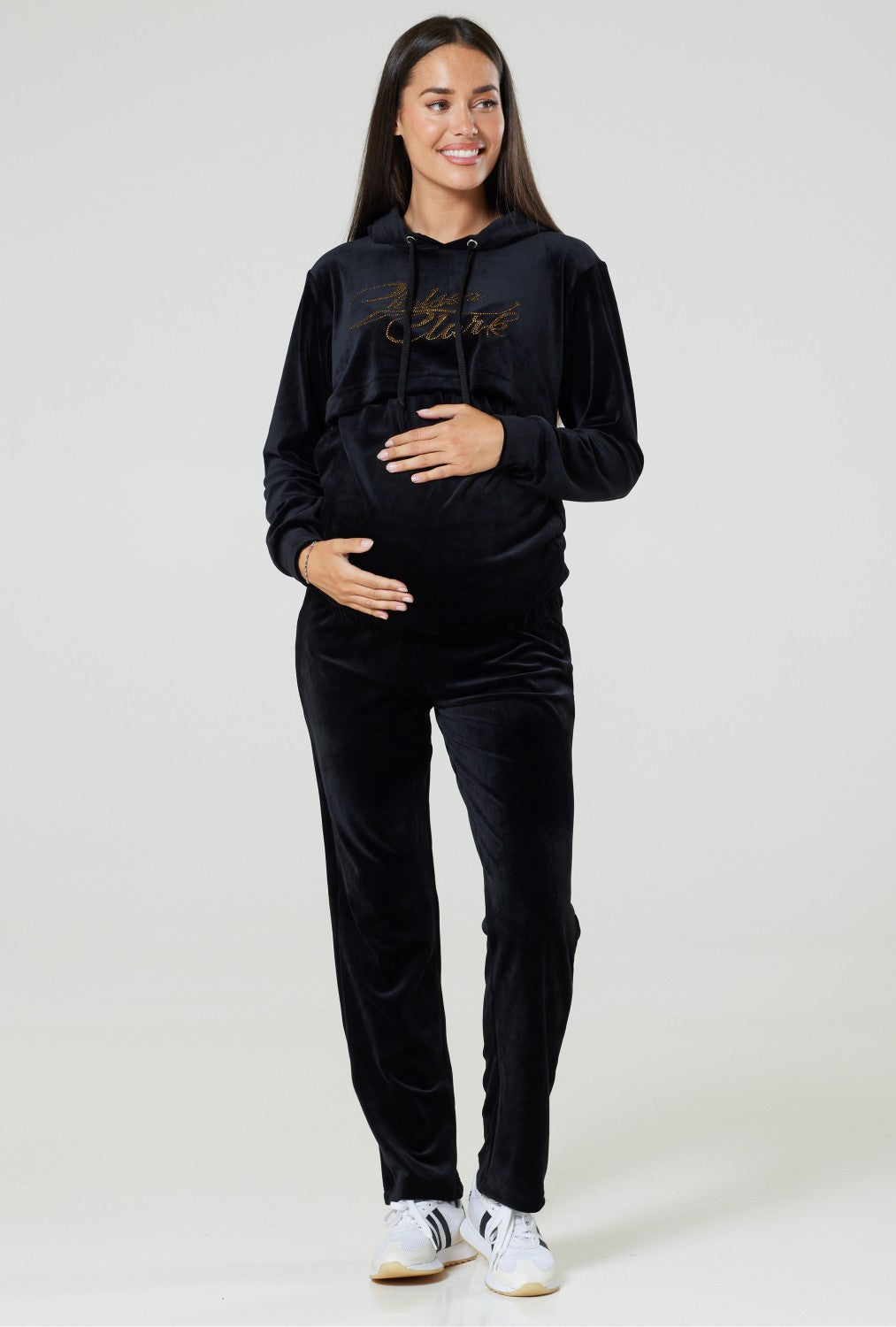 Maternity Bling Velour Hoodie Tracksuit