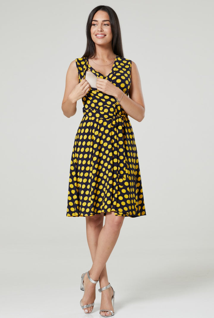 Maternity Nursing Wrap Summer Dress with Print