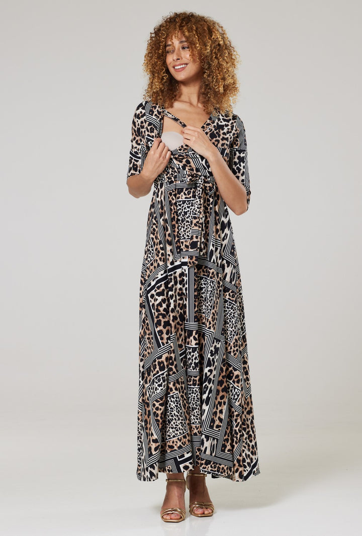 Maternity & Nursing Wrap Maxi Dress Printed