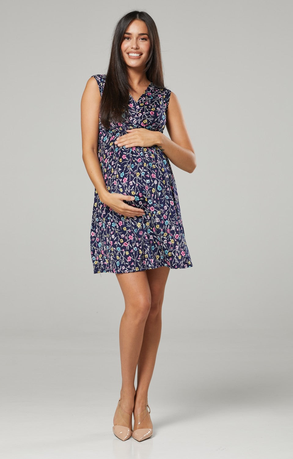 Maternity & Nursing Flower Print Wrap Dress