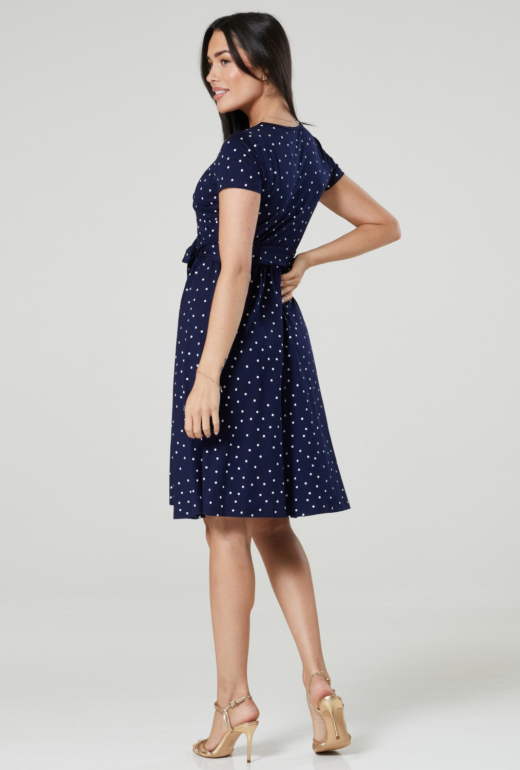 Maternity & Nursing Wrap Dotted Dress Short Sleeve